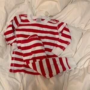 Hanna Andersson 18-24 m Red and White cotton Striped Pajama Set